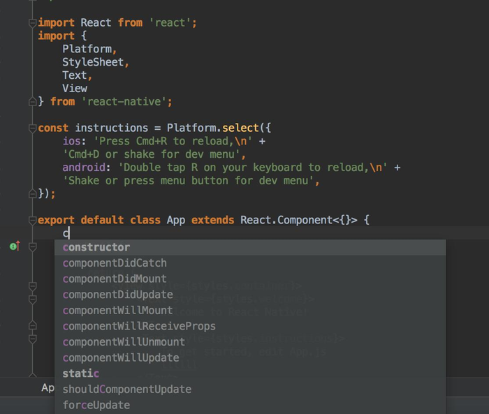 WebStorm2017集成React-Native的自动补全