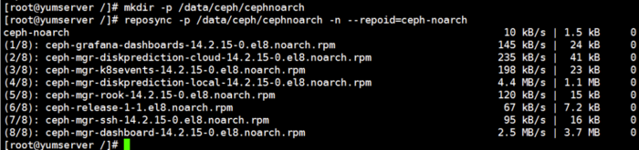 CentOS8.2同步阿里云Ceph镜像到本地,本地搭建ceph仓库