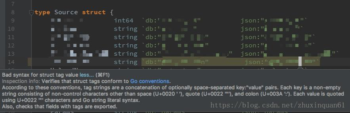 golangstructtagvalue的语法错误
