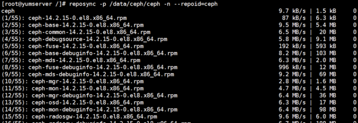 CentOS8.2同步阿里云Ceph镜像到本地,本地搭建ceph仓库