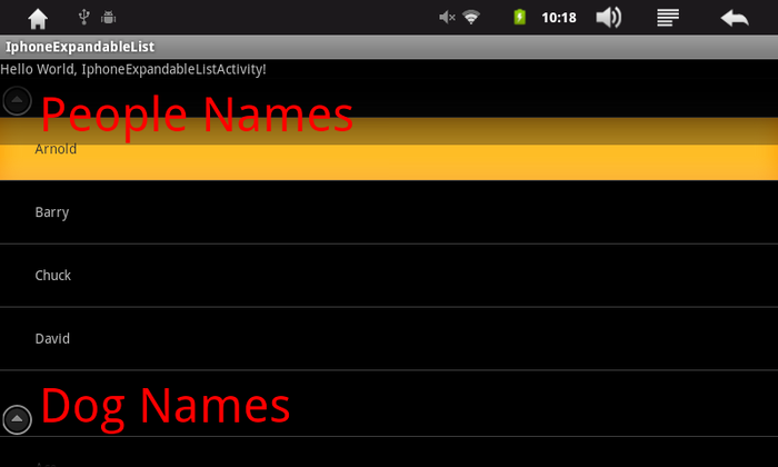 Android 类iphone的Expandable List View