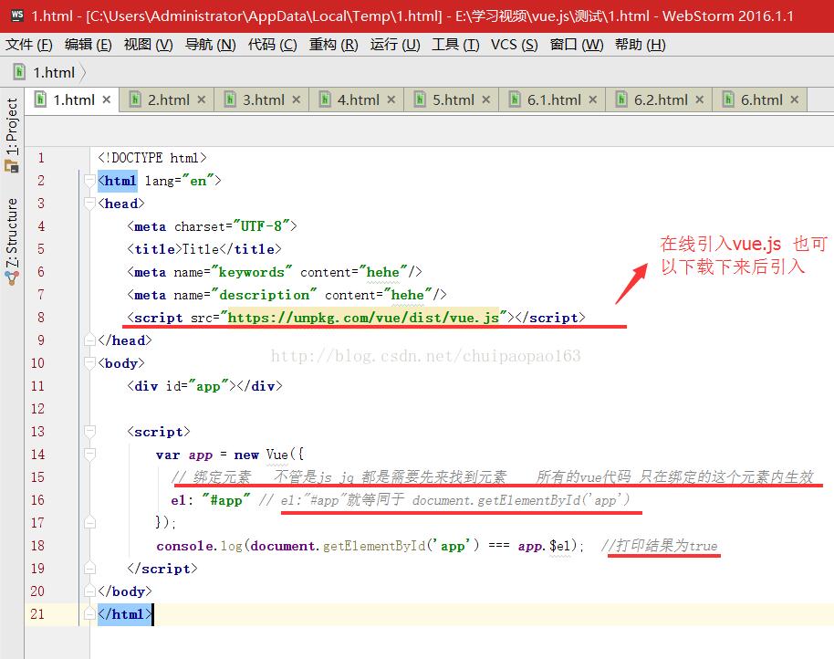 Vue.js之初始化el以及数据绑定的示例分析