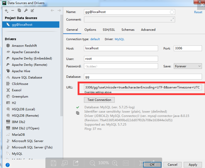 pycharm的Database连接新的Mysql5.7报错[08001]