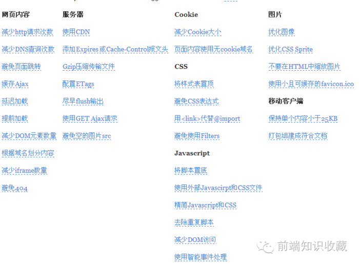 前端性能优化yahoo军规