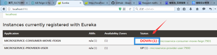 SpringCloud遇到的坑——服务状态为DOWN