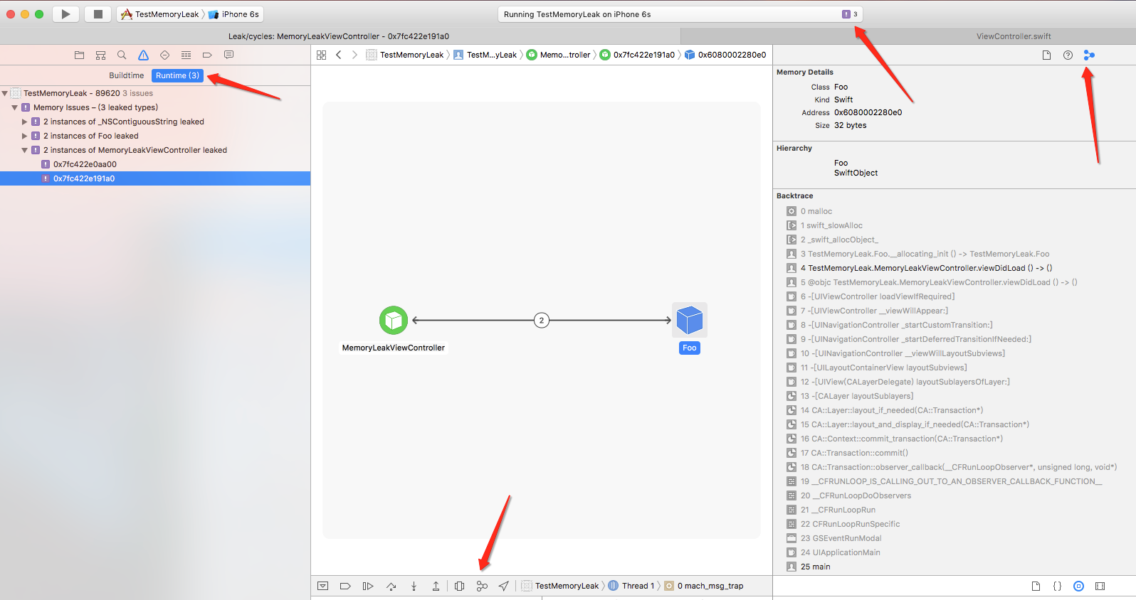 对比Xcode Debug Memory Graph和FBMemoryProfiler