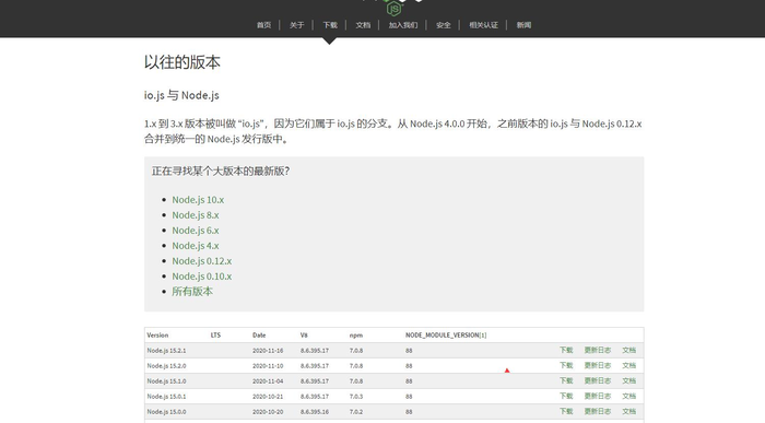 node各种版本