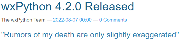 wxPython 4.2.0 发布，流行的跨平台 Python GUI 库